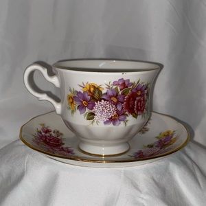 Queen Anne Bone China Floral Mix Tea Cup and Saucer